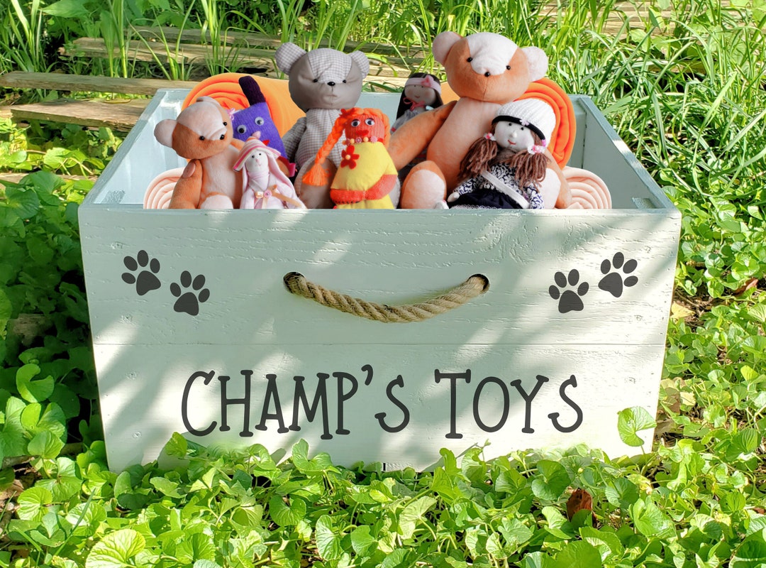 Personalized Wood Dog Toy Crate, Custom Dog Toy Organization Crate