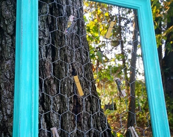 Distressed chicken wire frame, Chicken wire picture frame, Rustic chicken wire frame, Unique gift