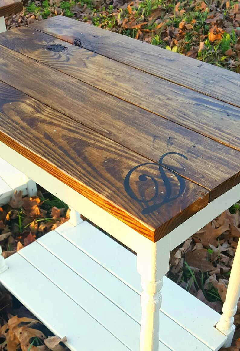 Two Farmhouse End Tables Chic Country Cottage Bedside Tables Etsy