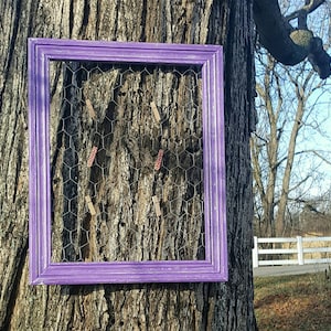 Handmade chicken wire frame, Handmade frame, Chicken wire memo, Chicken wire frame 11x14, Jewelry display Chicken wire decor, Purple frame