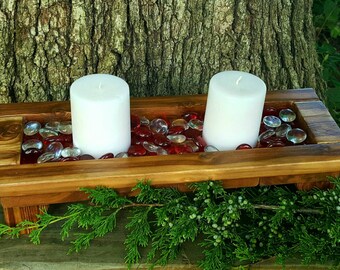 Handmade Wood Candle Tray, Rustic wood candle tray, Wood candle holder, Rustic candle tray, Candle holder set, Candle set, Farmhouse decor