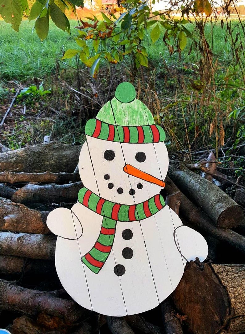 Pallet snowman Outdoor Christmas decor Holiday decor Wood Etsy