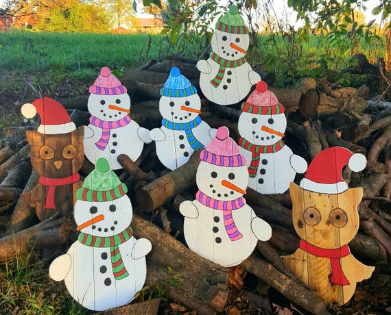 Fait A La Main Bois Bonhomme De Neige Bonhomme De Neige En Etsy France