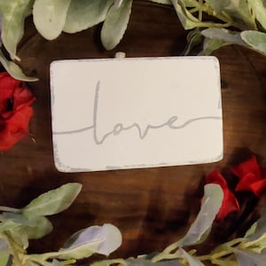 Farmhouse Love Block Sign, Shelf Sitter Love Sign, Inspirational Farmhouse Sign, Religious Tier Tray Decor, Tiered Tray and Mantle Sign