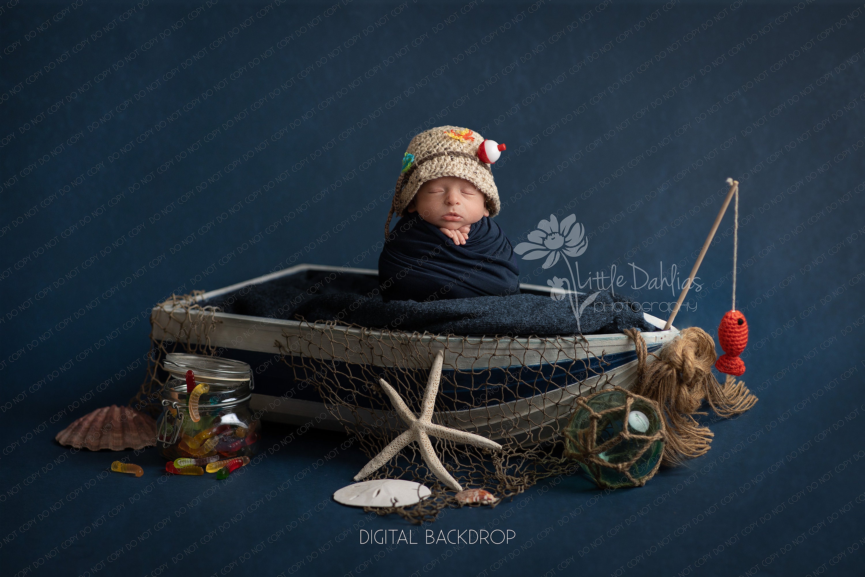 Newborn Fishing Boat Digital Backdrop 