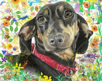 Download digital Impressão de arte de animal Impressão digital Impressão de arte de parede Impressão de arte colorida presente Dachshund Dog Print em casa para impressão Download instantâneo