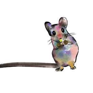 Digital download Animal Art Print Digital Print Wall Art Mouse Art Print Colourful Wall Art Gift Background choices Print at home