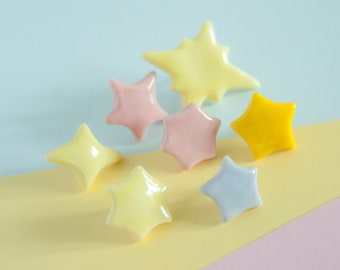 ceramic star burst pin, handmade clay brooch