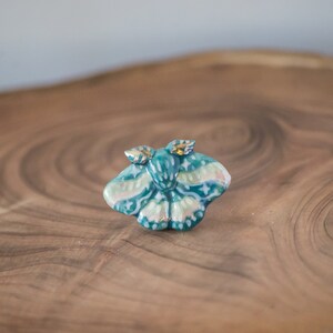 ceramic moth pin small, moth clay brooch, handmade miniature moth image 8