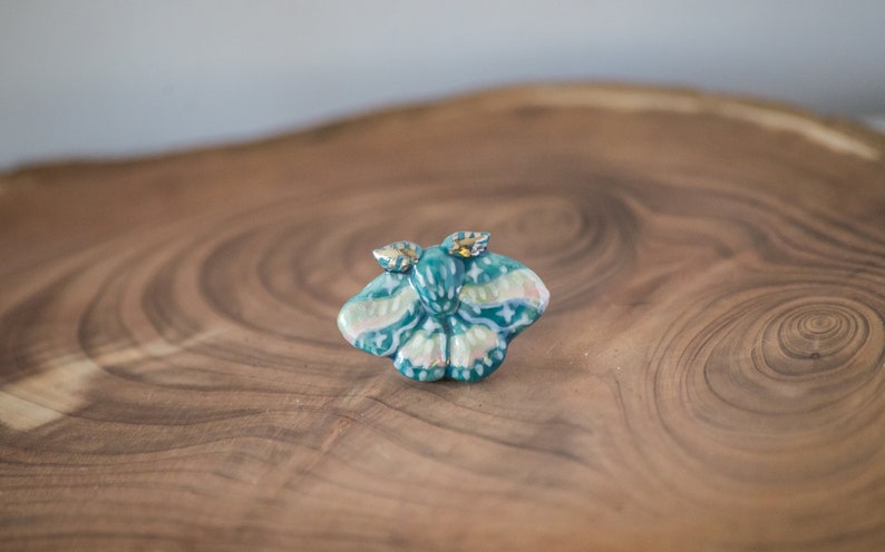 ceramic moth pin small, moth clay brooch, handmade miniature moth image 8