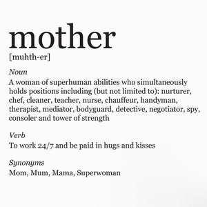 Gift for Mom, Mother definition Mothers Day Gift, Printable Wall Art Black and white 8x10 Printable Quote Digital Art Print Home Decor Print image 2