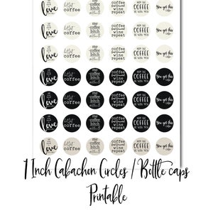 1 inch circles digital collage sheet cabochon printable bottle cap images pendant printable magnet printable bottlecaps coffee quotes