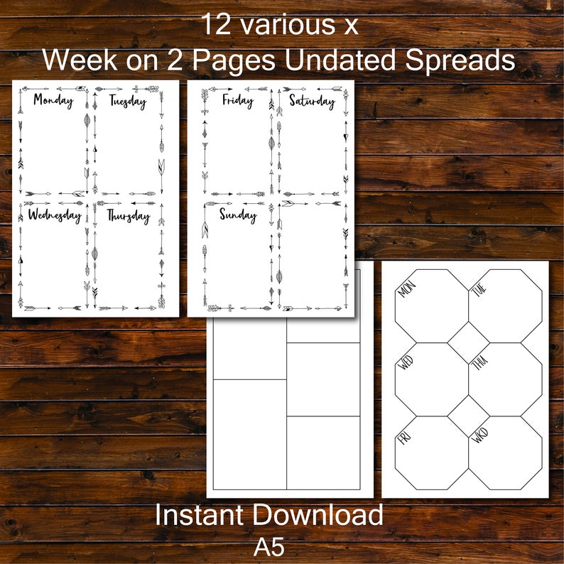 12 X A5 Planner Inserts / Bullet Journal Kit Bujo Printables - Etsy ...