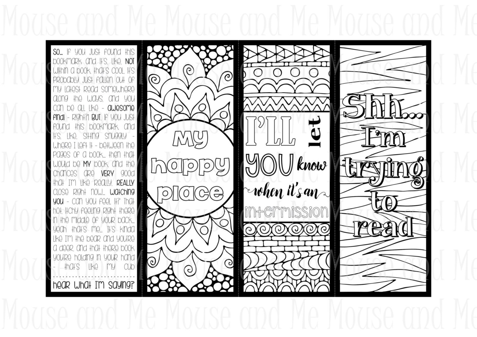 4 Coloring Bookmarks Printable Bookmarks Unique Bookmarks Etsy