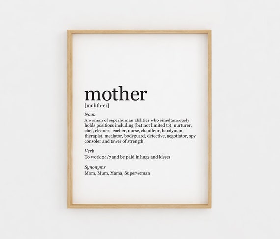 Gift for Mom, Mother definition Mothers Day Gift, Printable Wall Art Black and white 8x10 Printable Quote Digital Art Print Home Decor Print