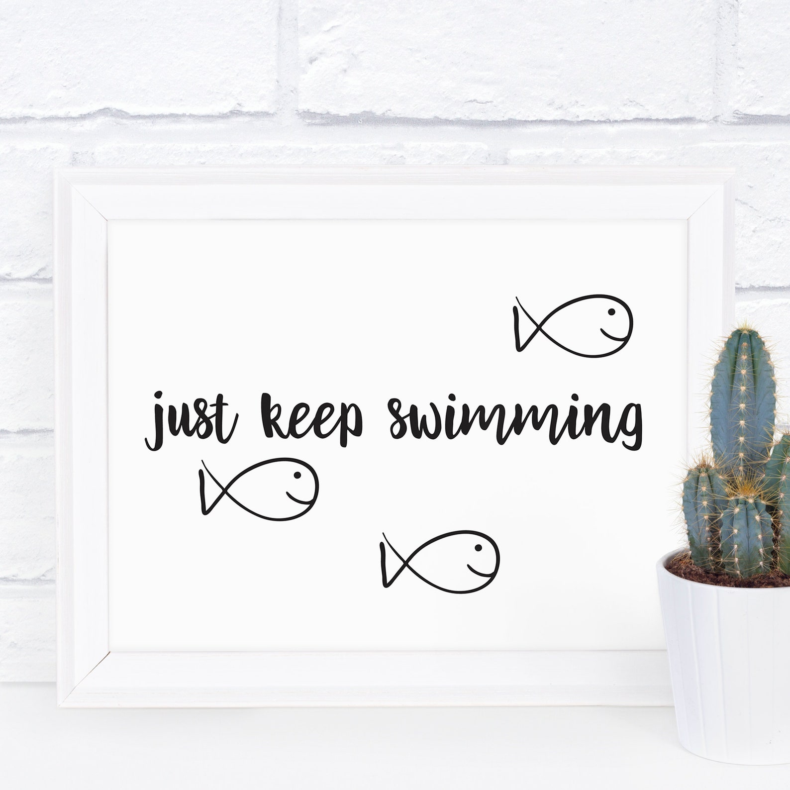 Just Keep Swimming 8x10 Printable Wall Art Black and White Etsy