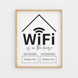 WiFi Password Sign, Editable WiFi Sign Template, WiFi Password Printable 4x6, 5x7, 8x10, WiFi Printable Scandinavian Modern Scandinavian art