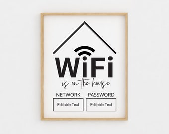 WiFi Password Sign, Editable WiFi Sign Template, WiFi Password Printable 4x6, 5x7, 8x10, WiFi Printable Scandinavian Modern Scandinavian art