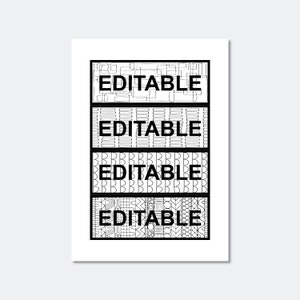 Pu&ograve; includere: Grafica in bianco e nero con la parola "EDITABLE" ripetuta quattro volte. Ogni parola &egrave; circondata da un diverso motivo bianco e nero.