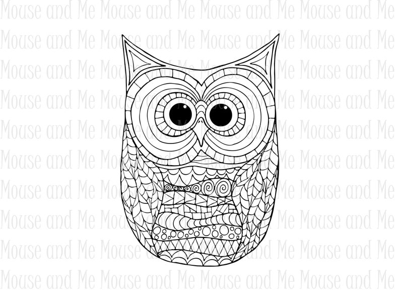 5 Hand drawn Owls, Adult coloring pages, Zentangle Coloring Pages, Mindfulness Gift, Stress Relief, Anxiety Relief, coloring printable owls image 4