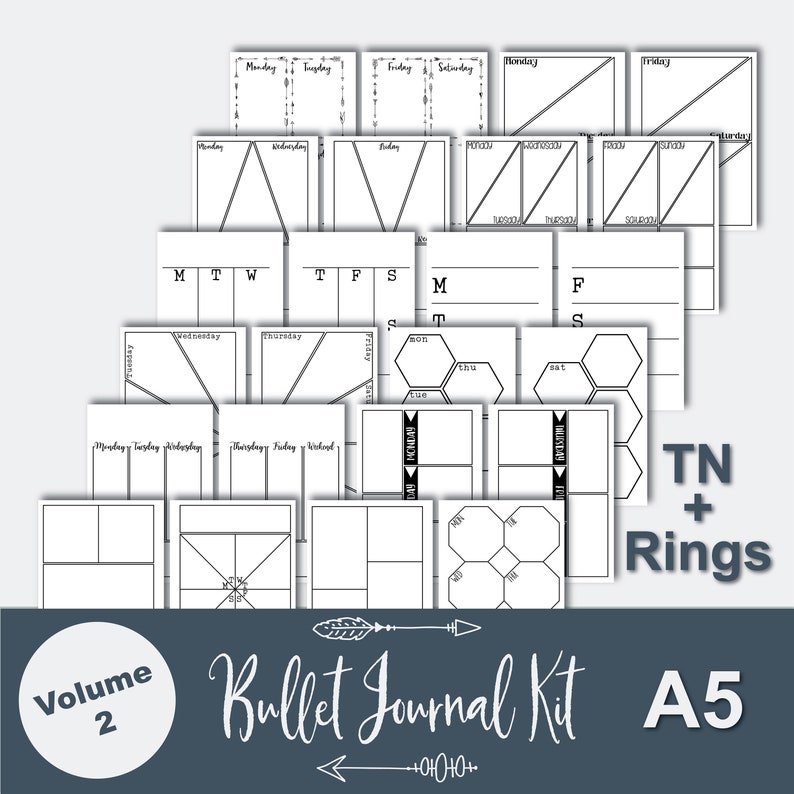 12 X A5 Planner Inserts / Bullet Journal Kit Bujo Printables - Etsy ...
