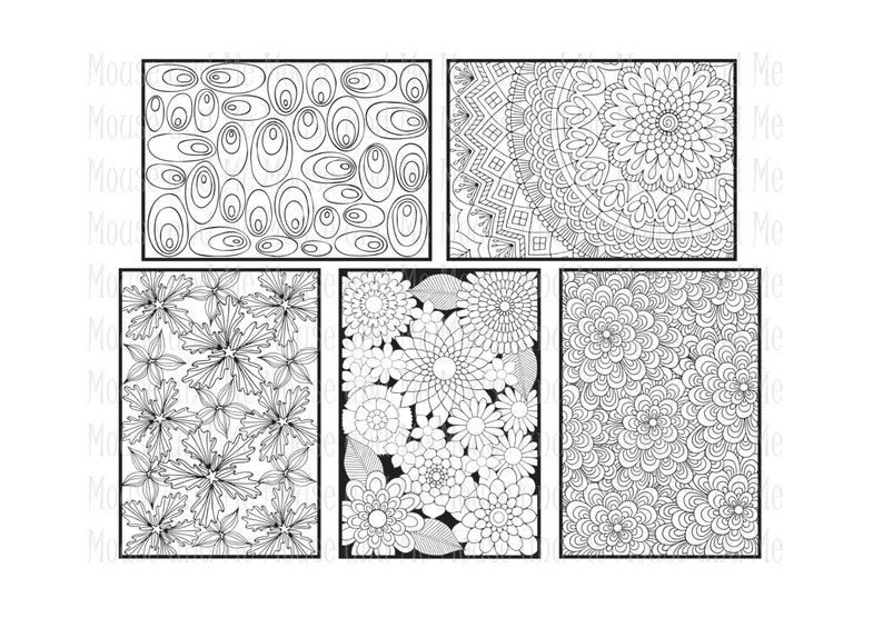 10 Printable Colouring Cards 5 With Greetings and 5 Without Etsy