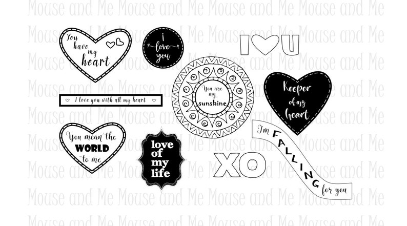 10 Printable Colouring Cards 5 with greetings and 5 without greetings. PLUS 10 blank frames and 10 ready-made greetings digital stamps image 3