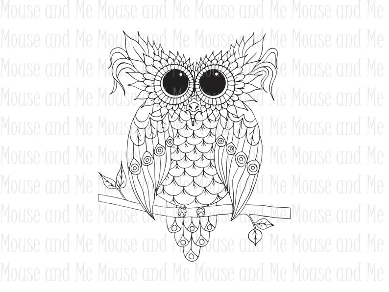 5 Hand drawn Owls, Adult coloring pages, Zentangle Coloring Pages, Mindfulness Gift, Stress Relief, Anxiety Relief, coloring printable owls image 5