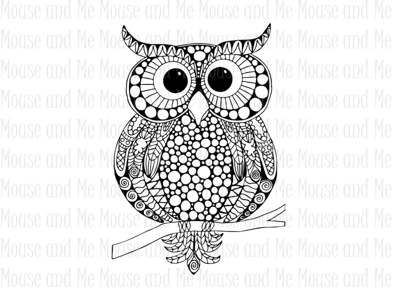 5 Hand drawn Owls, Adult coloring pages, Zentangle Coloring Pages, Mindfulness Gift, Stress Relief, Anxiety Relief, coloring printable owls image 2