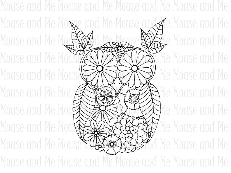 5 Hand drawn Owls, Adult coloring pages, Zentangle Coloring Pages, Mindfulness Gift, Stress Relief, Anxiety Relief, coloring printable owls image 3