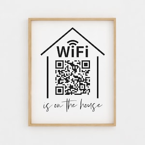 WiFi QR Code Sign Printable, WiFi Sign, WiFi Code, WiFi Password Sign, Custom WiFi QR Code Print, WiFi Password Printable 4x6, 5x7, 8x10