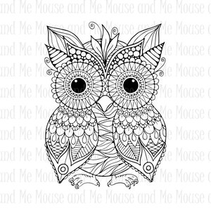 Busy Owl Digital Stamp, Printable Adult Colouring Download
