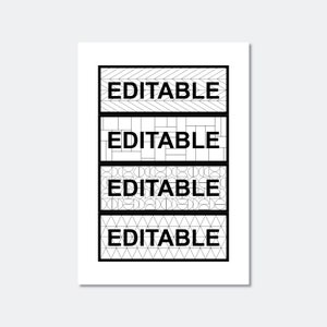 Pu&ograve; includere: Grafica in bianco e nero con la parola "EDITABLE" ripetuta quattro volte. Ogni parola &egrave; circondata da un diverso motivo geometrico.