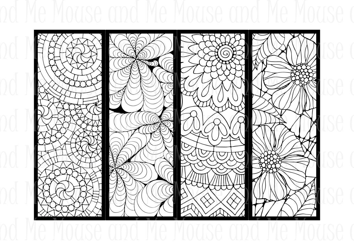 4 Coloring Bookmarks Printable Bookmarks Unique Bookmarks Etsy