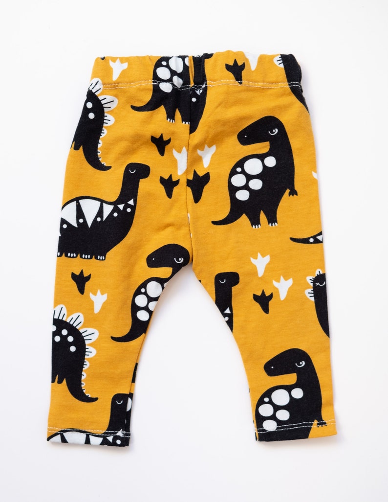SALE Dinosaur leggings in yellow made from organic cotton jersey knit size 0-3 months LAST PAIR