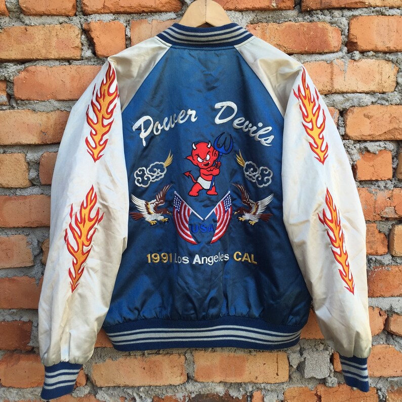 Vintage 90s SUKAJAN Power Devils USA los angeles jacket