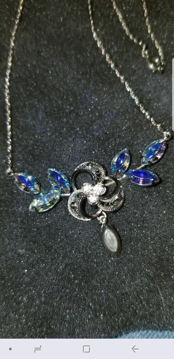 Am Lee Vintage Silver & Swarovski Crystal Necklace
