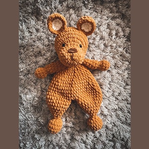 Small Teddy Bear Lovey, Crochet Pattern, Snuggle, Plush, Cute, Cuddly, Instant Download, Crochet, Amigurumi, Snuggler, Comforter, Blanket