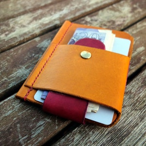 Minimalistische portemonnee voorvak portemonnee, lederen portemonnee, kaart portemonnee, slanke portemonnee, hand gestikte, hand-geverfd, EDC-portemonnee