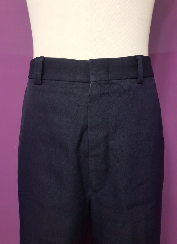 1970s 1980s Men's Dark Blue Trousers W32.5" High … - image 5