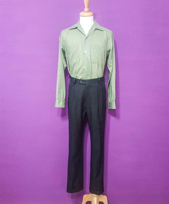 1960s Style Men's Dark Grey Trousers Waist 30" Ta… - image 2