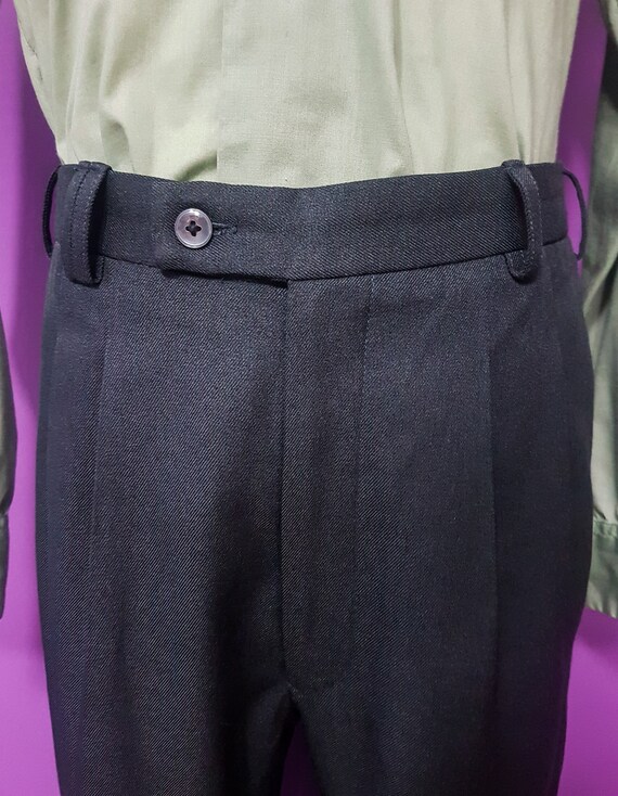 1960s Style Men's Dark Grey Trousers Waist 30" Ta… - image 6