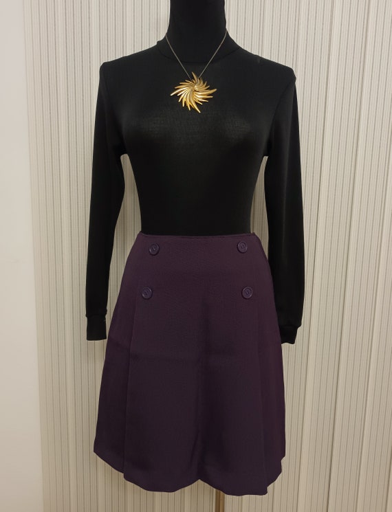 Vintage 1960s Deep Purple Mini Skirt Mod Style Hi… - image 2