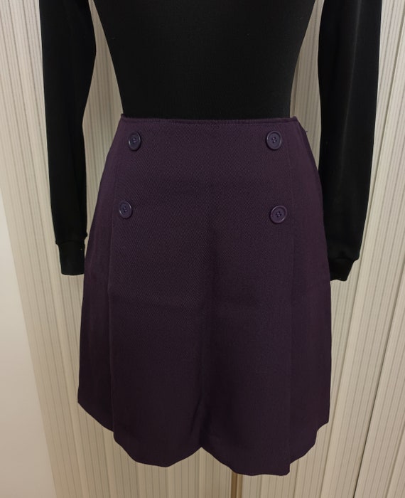 Vintage 1960s Deep Purple Mini Skirt Mod Style Hi… - image 4