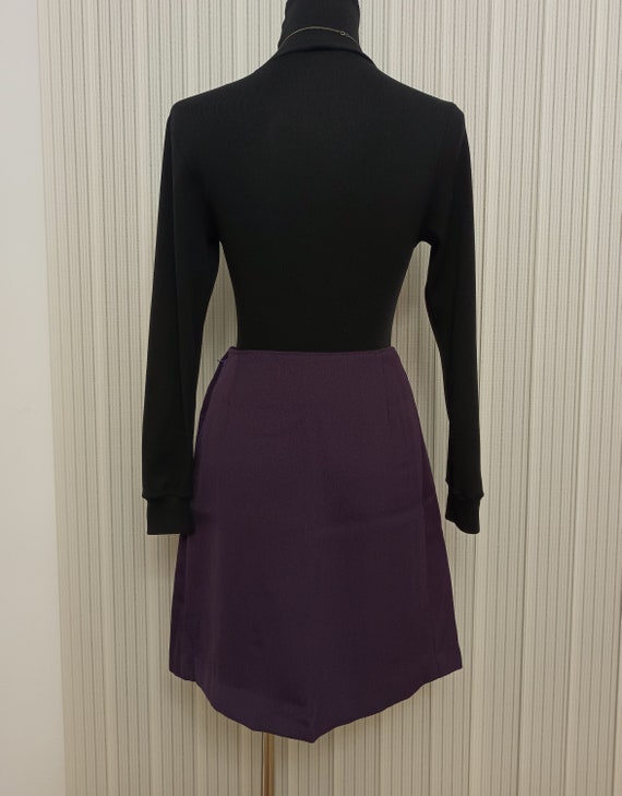Vintage 1960s Deep Purple Mini Skirt Mod Style Hi… - image 3
