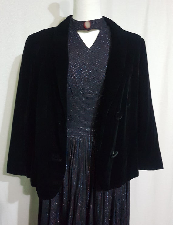 1950s 1960s Black Velvet Jacket Tailor Made in Ta… - image 4