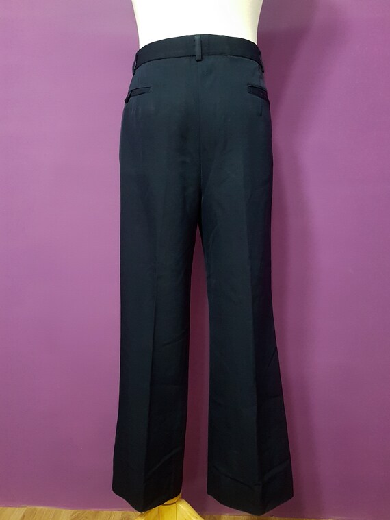 1970s 1980s Men's Dark Blue Trousers W32.5" High … - image 4