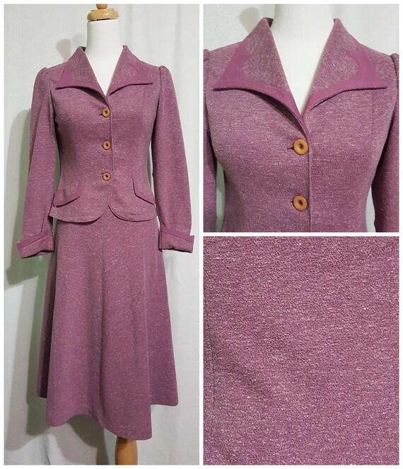 1970s does 1940s Purple Stylish Suit Two Piece Jac