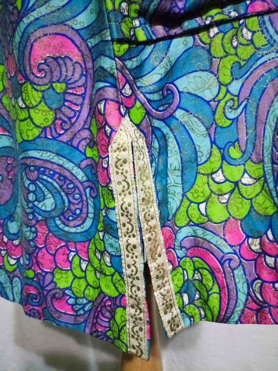 1960s Psychedelic Mandarin Collar Cotton Summer C… - image 8