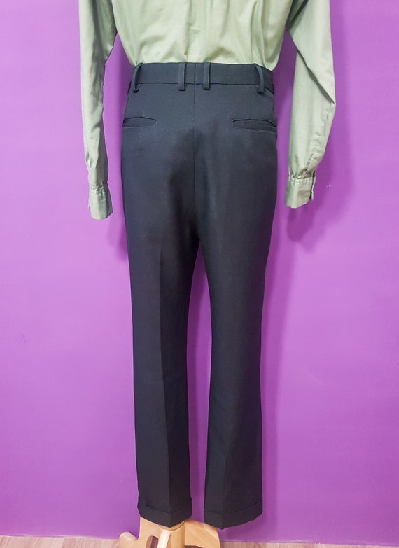 1960s Style Men's Dark Grey Trousers Waist 30" Ta… - image 5